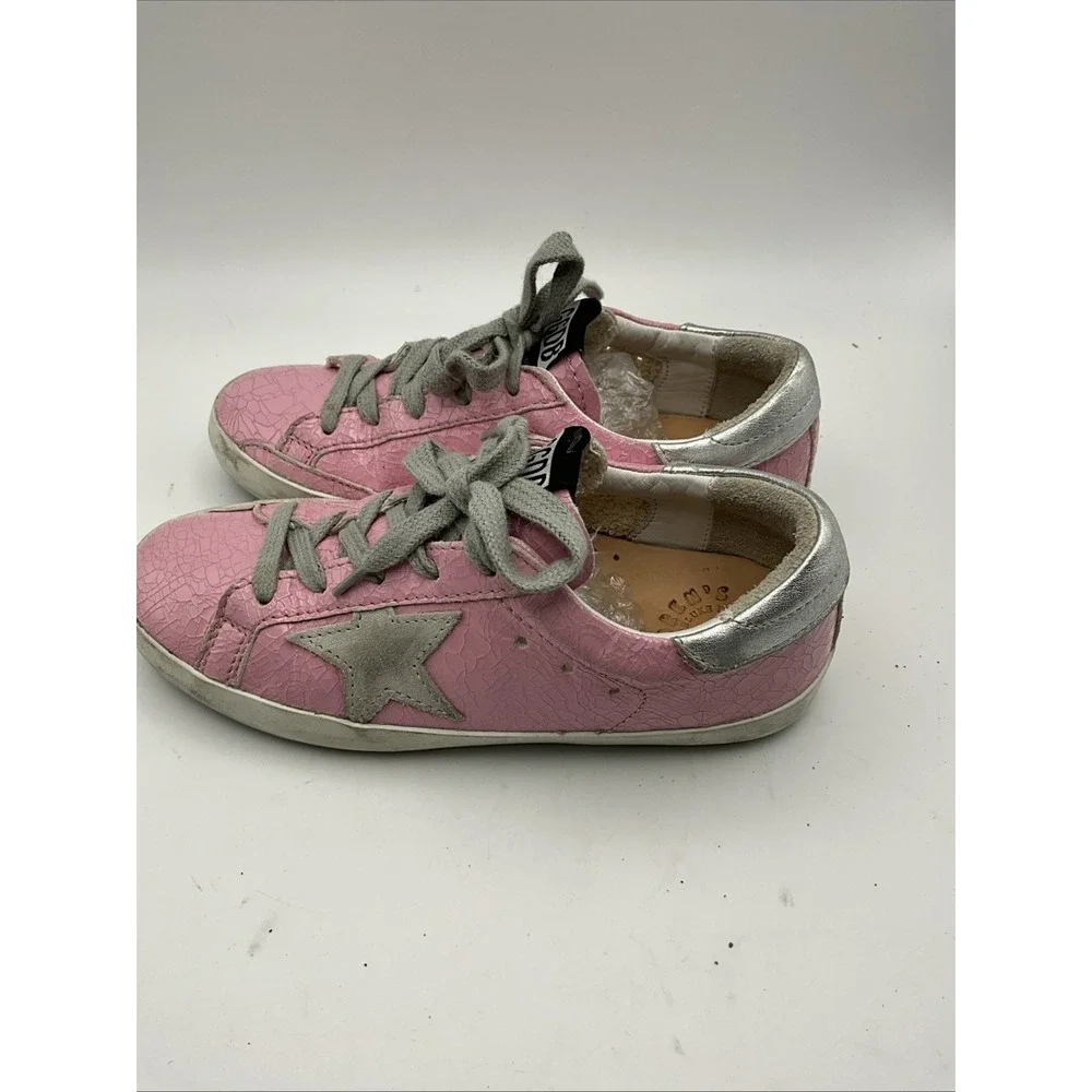 Golden Goose Kids Superstar Pink Crackle Leather Sneakers EU 31 Italy